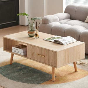 NicBex 40.9" Farmhouse Coffee Table with Sliding Drawer&Foot Pad,Accent Center Table with Solid Wood Legs for Living Room,220lbs Max - 1 of 4