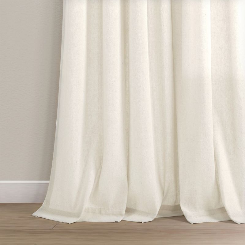 Boho Faux Linen Tassel Color Block Window Curtain Panel Linen/Off White 42X84 Set, 4 of 6
