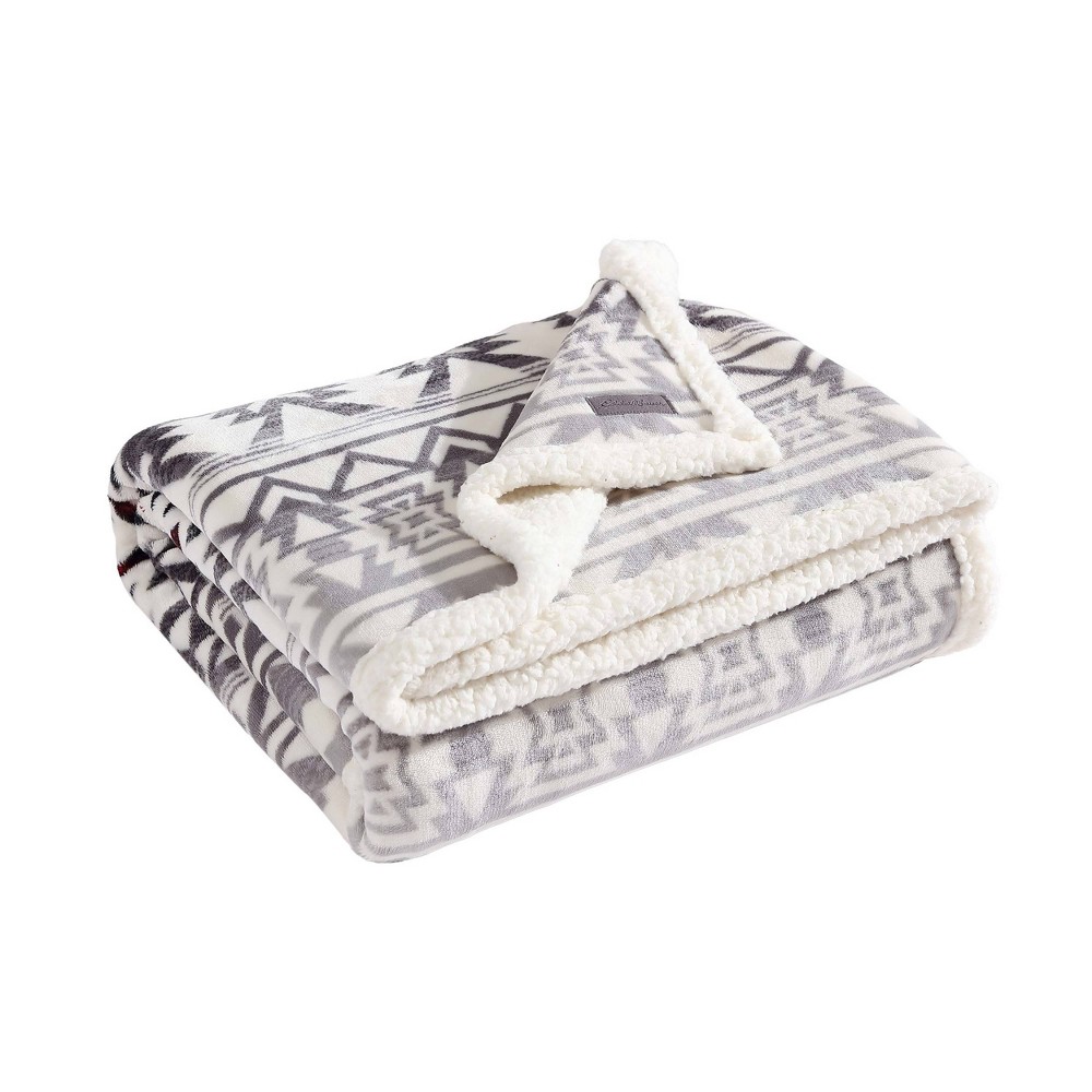 50"x60" Clyde Hill Striped Throw Blanket Gray - Eddie Bauer: Soft, Cozy, Machine Washable, Travel-Friendly