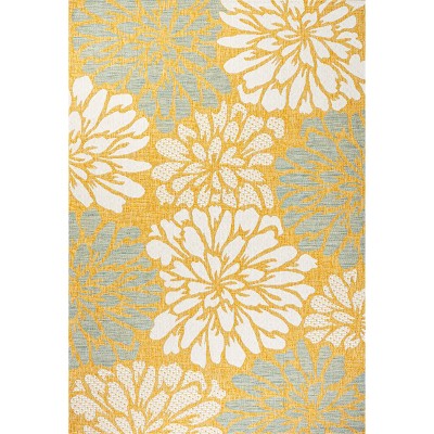 Reversible Gray Floral Synthetic 3x5 Area Rug