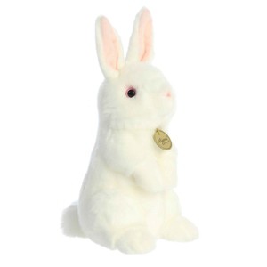 Aurora Medium Sitting Pretty American White Rabbit Miyoni Realistic Stuffed Animal White 12" - 1 of 4