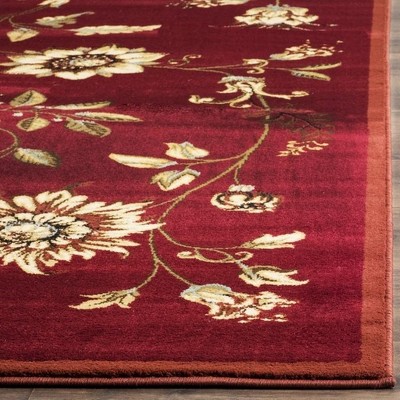 Red and Multi Synthetic Stain-Resistant Area Rug