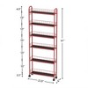 NAYSAYE 6 Tier Dolly Slim Rolling Storage Cart Metal Organizer Shelf for Narrow Gap Spaces in Kitchen Bathroom and Laundry, Red, 22.83"*6.1"*61.22" - 3 of 4