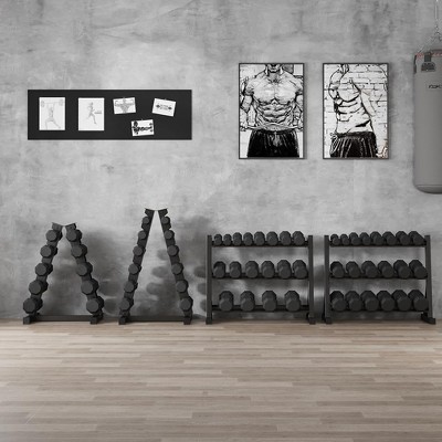 Rubber Coated Hex Dumbbell, Weight Set with Rack, for Home Gym, Coated Hand Weights for Strength Training, Workouts