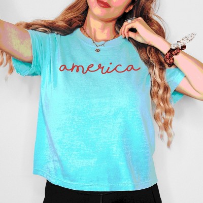 Simply Sage Market America Cursive Boxy Crop Top