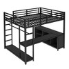 Queen Size Metal Loft Bed with Storage Cubes and Shelves - 4 of 4