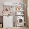 VEVOR Over Washer and Dryer Storage Shelf, 3 Tiers Laundry Room Drying Rack with Hanger Rod and Hooks, Single Row Washer Shelves Space Saver,White - 2 of 4