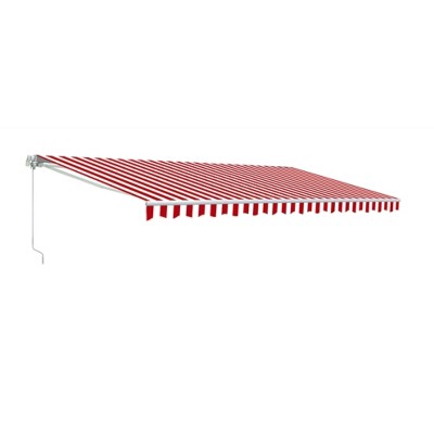 ALEKO Motorized Retractable Red and White Striped Patio Awning