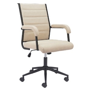 HomeRoots Beige and Black Adjustable Height Swivel Rolling Office Chair - 1 of 4