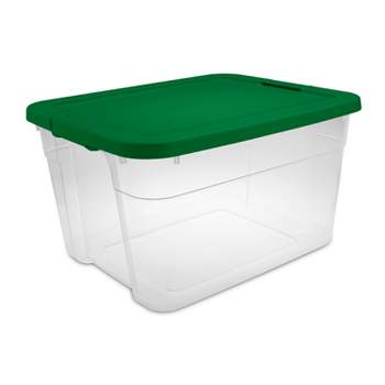 Large Latching Clear Ornament Storage Box Green Lid - Brightroom