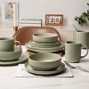 SEVOBAL 12-Piece Stoneware Dinnerware Set with Mug Microwave Dishwasher Friendly Stackable Matte Glaze Plates Bowls Service for 3, Green, 10"*10"*2.4" - 2 of 4
