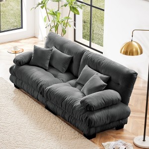 JUJABU Chenille Loveseat Sofa with 2 Lumbar pillows and 2 throw pillows  for Living Rooms - 1 of 4