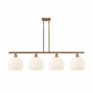 White Venetian - 4 Light Stem Hung Island In Modern Style-12.25 Inches Tall and 48.25 Inches Wide - 1 of 1