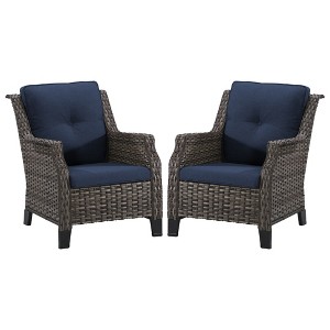 YARDSIGHT Patio Wicker Outdoor Chairs Set of 2, All-Weather Rattan Armchairs with Thick Cushions for Garden, Porch, Balcony, Backyard - 1 of 4
