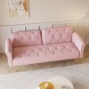 69.7" Velvet Tufted Sofa Bed with Nailhead Trim and Gold Legs,Convertible 2-Seater Couch with Pillows-The Pop Home - 2 of 4