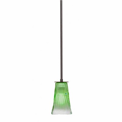 Toltec Lighting Apollo 1 - Light Pendant in  Dark Granite with 5" Square Kiwi Green Crystal Shade