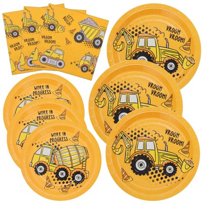 DYLIVeS 60 Pcs Construction Birthday Party Plates and Napkins Kit,Construction Theme Tableware Set Dump Truck Party Table Decorations Supplies
