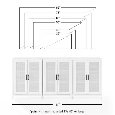 Milo 84" White Woven Entertainment Center with Cabinets