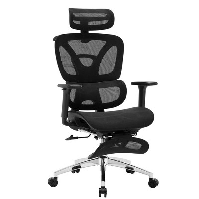 Ergonomic Mesh Office Chair with Adjustable 3D Armrests, High Back Desk Computer Chair, Retractable Footrest Wheels – Comfortable Swivel Task Chair