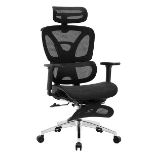 Ergonomic Mesh Office Chair with Adjustable 3D Armrests, High Back Desk Computer Chair, Retractable Footrest Wheels – Comfortable Swivel Task Chair - 1 of 4