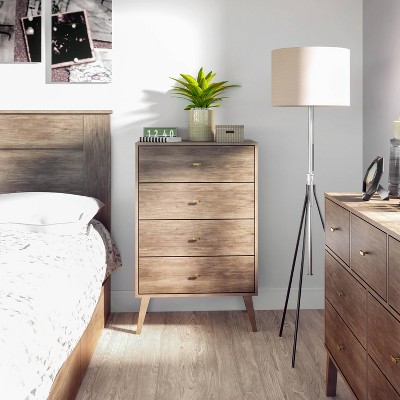 Milo Mid-Century Modern Drifted Gray 4-Drawer Chest