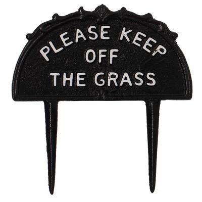 Black Decorative Cast Iron Please Keep Off Grass Yard Sign