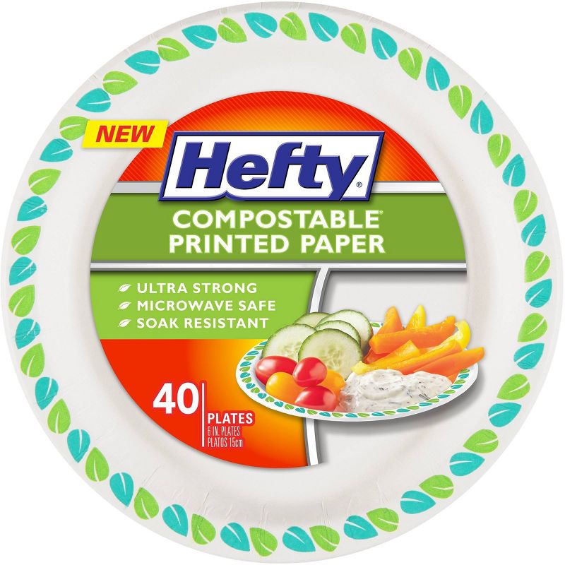Hefty Compostable Printed Paper Plate 6&#39;&#39; - 40ct, 1 of 10