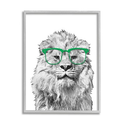 Stupell Industries Lion Wearing Glasses Wildlife Framed Giclee