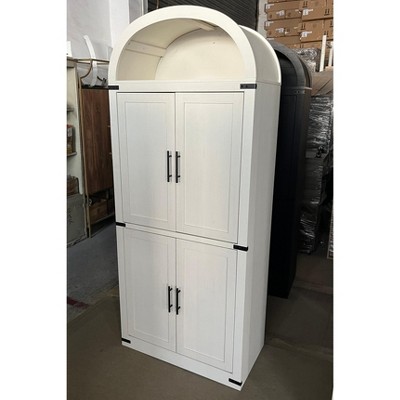 Arched Cabinet 71.65" Modern Storage Cabinet, Farmhouse Kitchen Pantry, 5 Tier Bookshelf with Storage