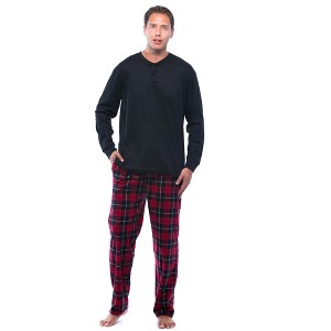#FollowMe Mens Thermal Henley Pajama Set with Polar Fleece Pants  Warm, Comfy Sleepwear - 1 of 3