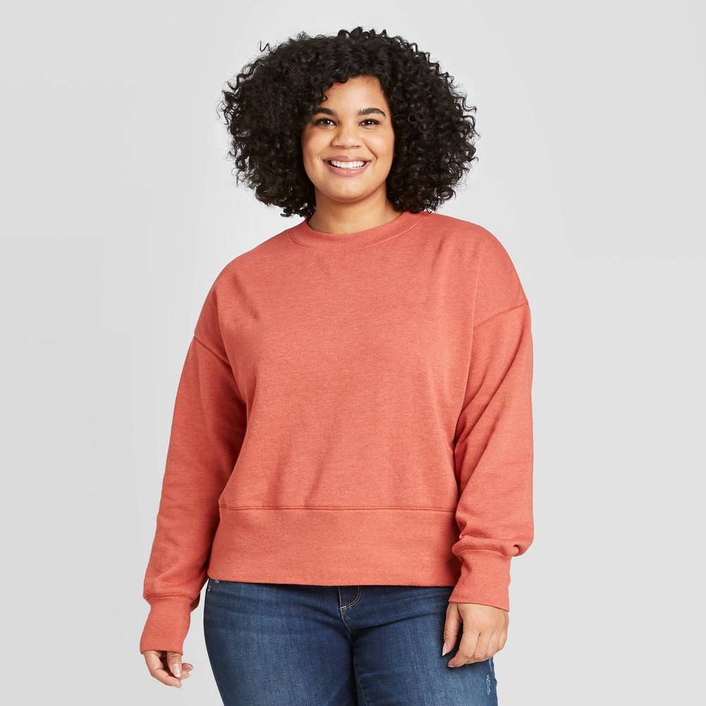 Women's Plus Size Mock Turtleneck Pullover Sweatshirt - Universal Thread Brown 1X was $22.99 now $16.09 (30.0% off)