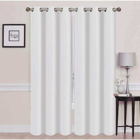1 Set N32 WHITE Insulated Lined Foam Blackout Grommet Window Curtain Panels 