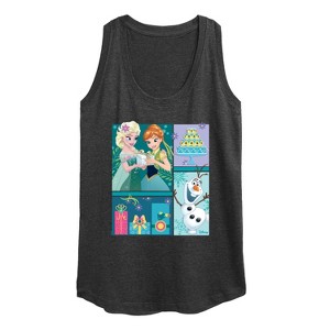 Women's - Disney - Elsa, Olaf & Anna Birthday Celebration Graphic Racerback Tank - 1 of 4