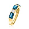 Ross-Simons 2.10 ct. t.w. London Blue Topaz and .31 ct. t.w. Lab-Grown Diamond Ring in 18kt Gold Over Sterling - 3 of 4