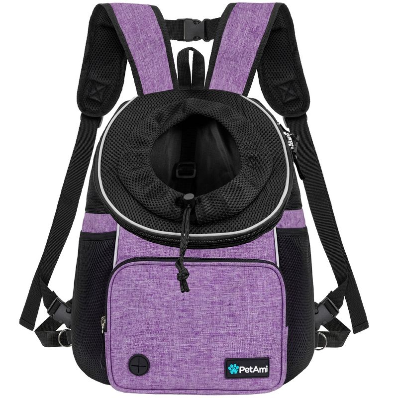 PetAmi Dog Front Carrier Backpack, Adjustable Pet Cat Puppy Chest Carrying Bag, Ventilated Hiking Camping Travel, 1 of 8