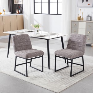 Mid Century Modern Leisure Dining Chairs Set of 2,Modern Kitchen Chair with Upholstered Seat Backrest, Metal Leg,Armless Leisure for Living Bedroom - 1 of 4