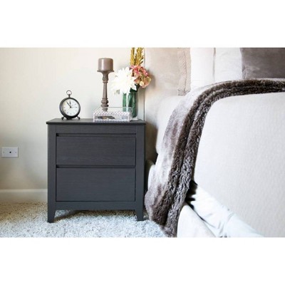 Espresso Contemporary 2-Drawer Nightstand with Angled Feet