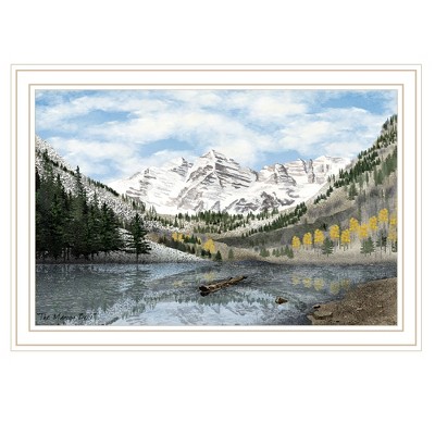 HomeRoots Snowy Mountain Landscape  White Framed Wall Art