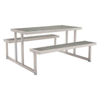 Modern Brushed Aluminum 59" Rectangle Picnic Table - ZM Home