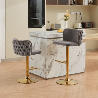 NicBex Set of 2 Bar Stools for Kitchen Island,Velvet Counter Bar Stools with Whole Back Tufted,Bar Chairs for Dining Rooms,Kitchens Islands