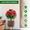 23in Artificial Topiary Flower with Ground Spike-Artificial Topiary Ball Trees with Rose Flowers- PE Fake Plants with Metal Stakes for Indoor and Out - 4 of 4