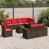 vidaXL 9 Piece Patio Sofa Set with Cushions Brown Poly Rattan - 2 of 4