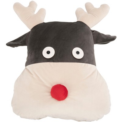 Reno Reindeer Pillow - off-White/Gray - 12" X 12" - Safavieh