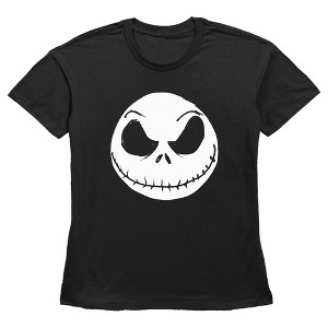 Women's The Nightmare Before Christmas Halloween Jack Skellington Big Face T-Shirt - 1 of 3