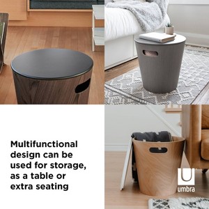 Umbra Woodrow Storage Stool White/Natural: Geometric, Renewable Wood, No Assembly Required - 1 of 4