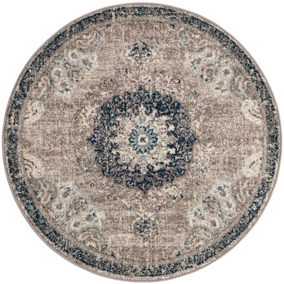 Medallion Grace Gray Synthetic 6 ft. Round Rug
