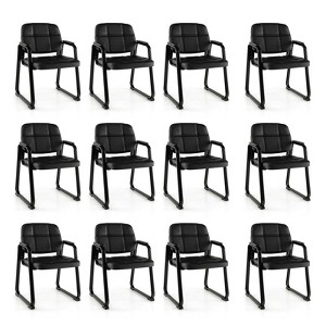 Costway Waiting Room Chair Set of 2/4 Upholstered Guest Conference Chair with Armrest Black - 1 of 4