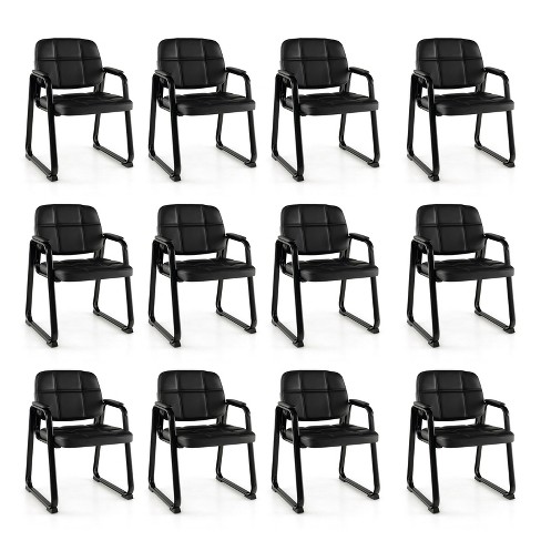 Costway Waiting Room Chair Set of 2/4 Upholstered Guest Conference Chair with Armrest Black - image 1 of 4