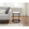 Royal Hampton 18" Round Side End Table with White Natural Marble Top and Classic Slim Black Iron Frame - 2 of 4