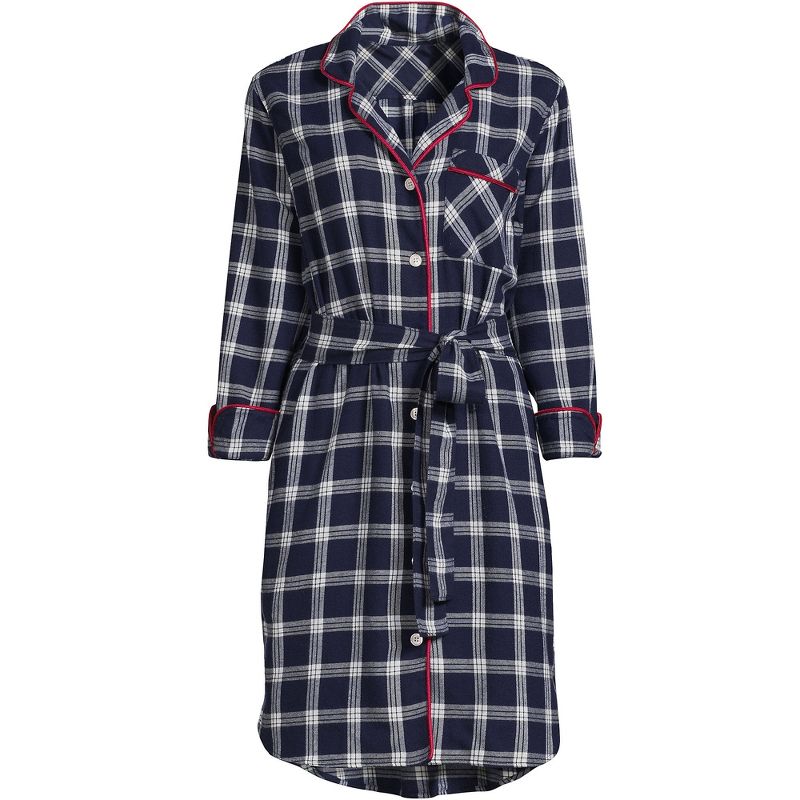 Lands' End Women's Plus Size 3/4 Sleeve Flannel Sleepshirt Nightgown, 3 of 6